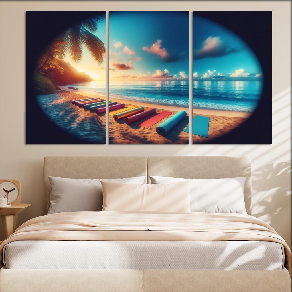 Tranquil Tides A Yoga Retreat Beach Custom Paintings Frame