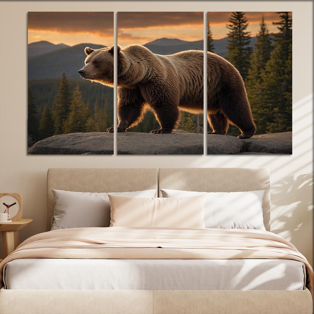 The Imposing Grizzly Bear In The Wilderness Canvas Paintings Frame