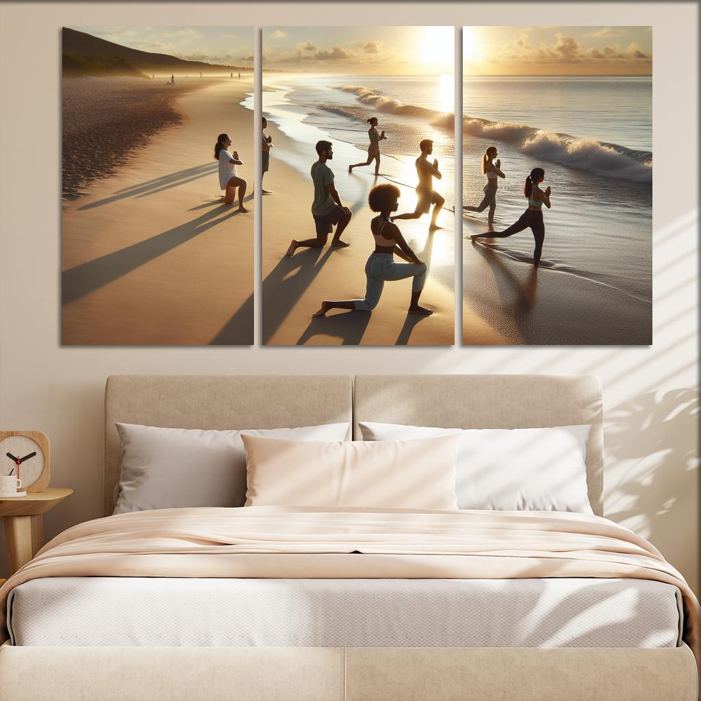 Tranquil Waters Yoga Beach Retreat Multi-panel Paintings