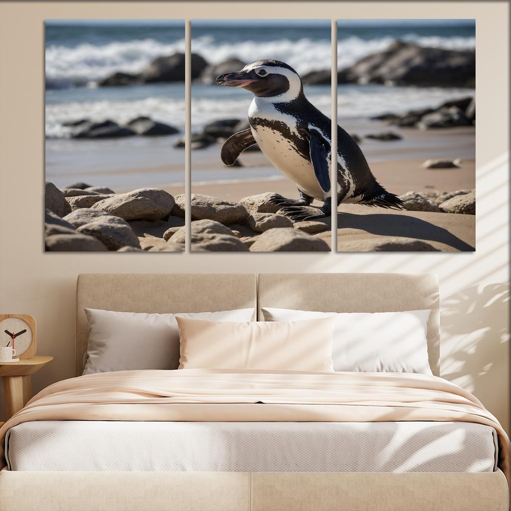 The Magnificent African Penguin The Black-footed Wonder Oil Paintings Frame