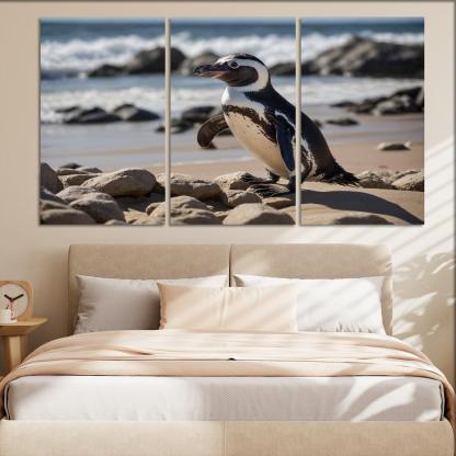 The Magnificent African Penguin The Black-footed Wonder Oil Paintings Frame