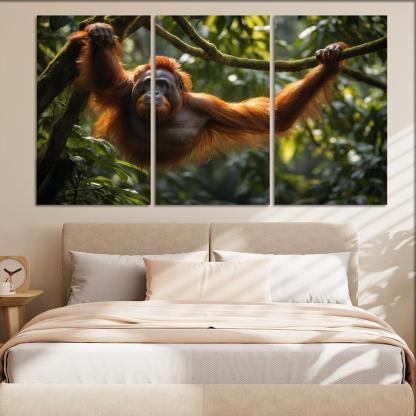 The Striking Bornean Orangutan The Gentle Giant Of The Jungle Modern Paintings Frame