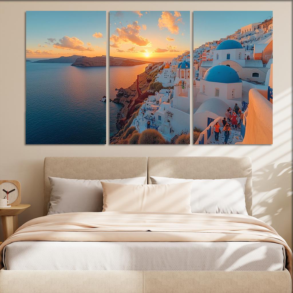 Santorini's Oia Village Abstract Paintings Frame
