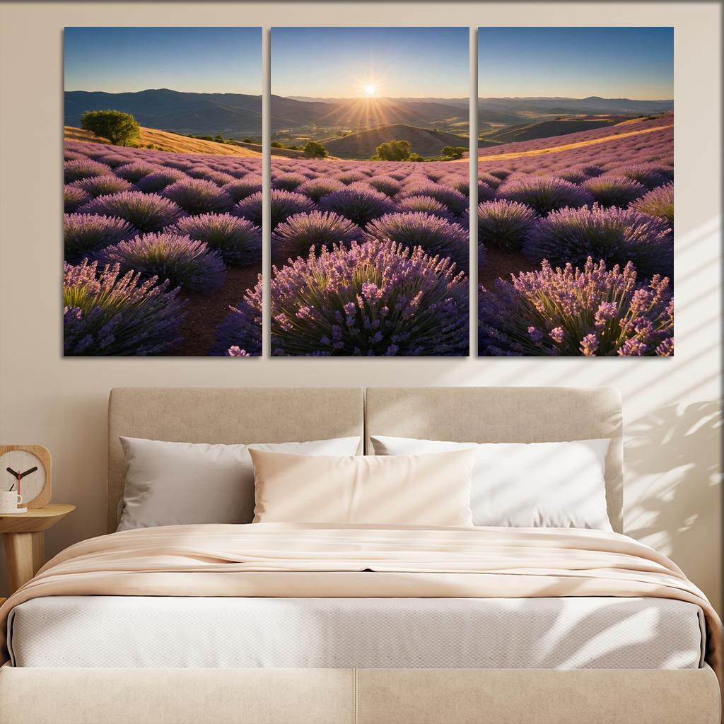 The Serene Valley Of Lavender Blooms Multi-panel Paintings