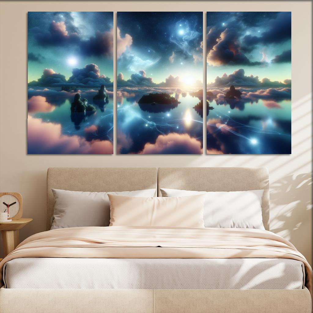 The Dreamweaver's Sanctuary 3 Piece HD Canvas Wall Art-Original Frame