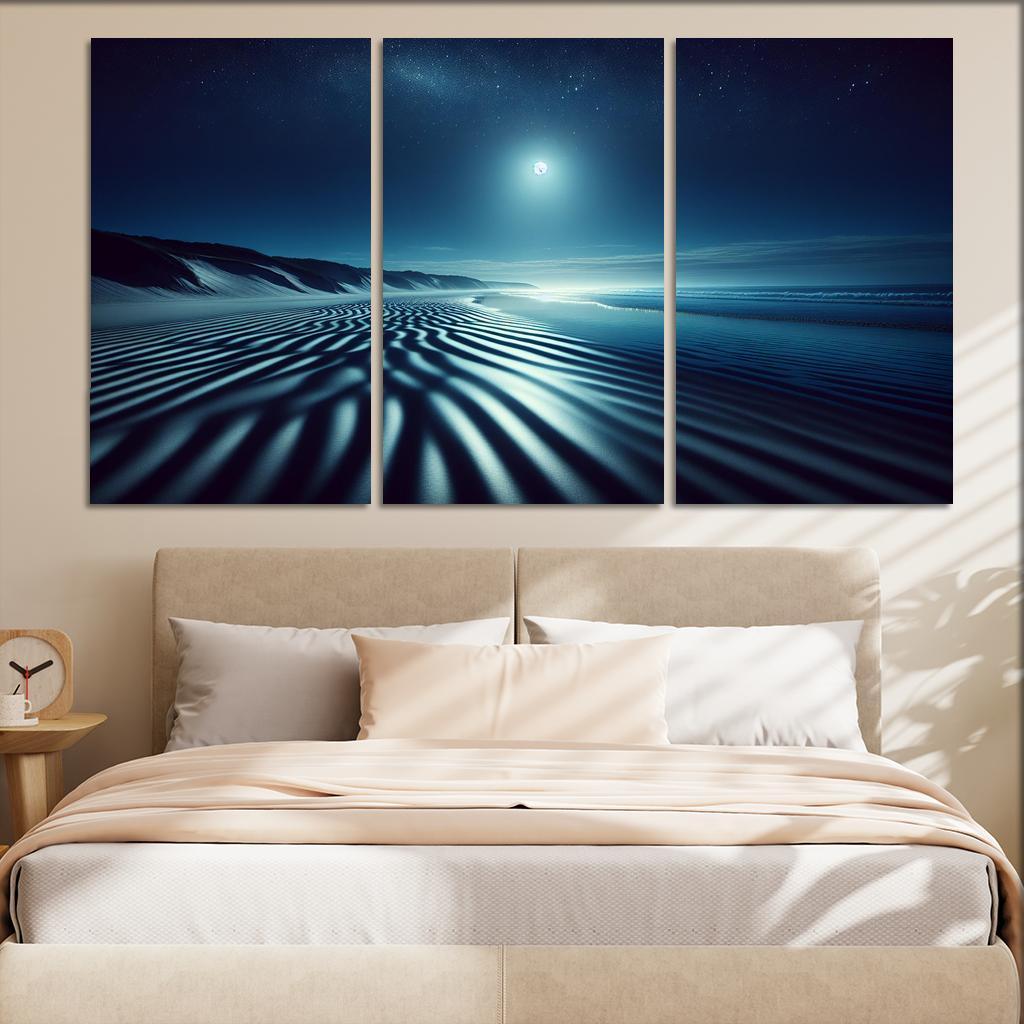 Moonlight Beach Nighttime Serenity Custom Paintings Frame