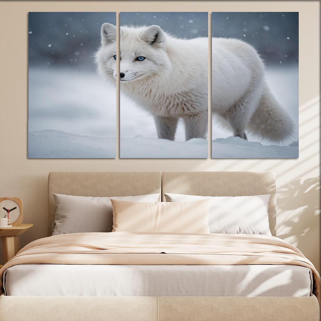 The Elegant Arctic Fox In Winter Framed Paintings