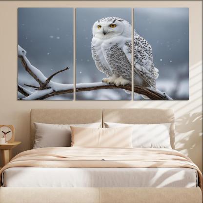 The Graceful Snowy Owl In The Arctic Framed Paintings