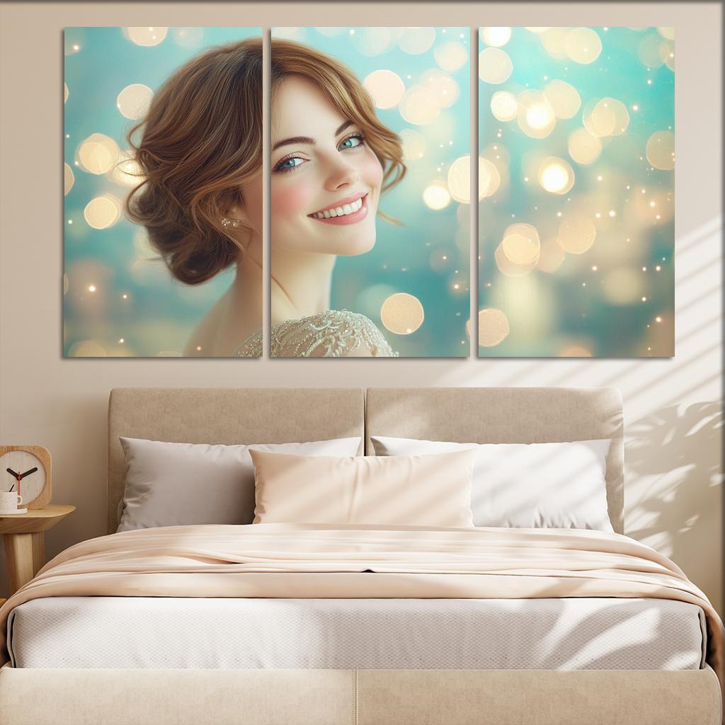 Emma Stone Shining Bright In The La La Land Of Dreams Framed Paintings