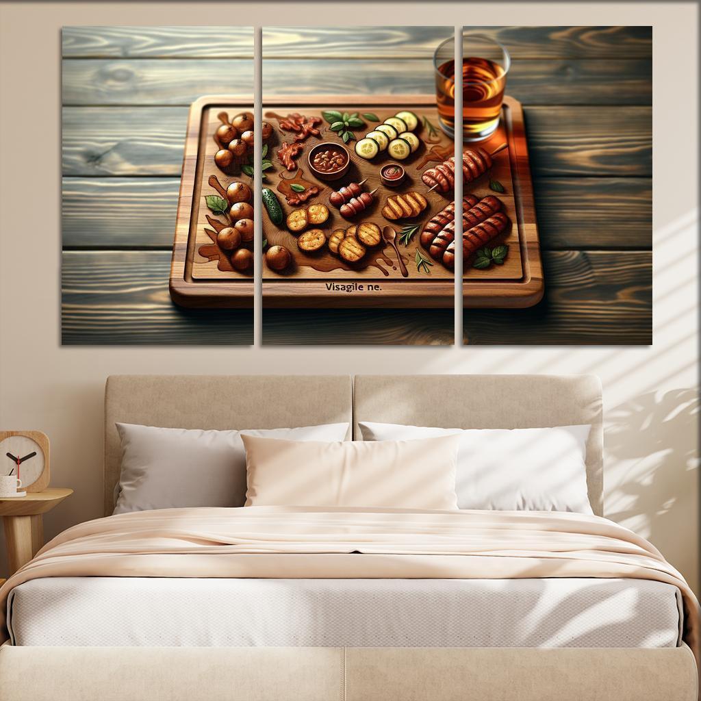Artisan Wood Serving Board 3 Piece HD Canvas Wall Art-Original Frame