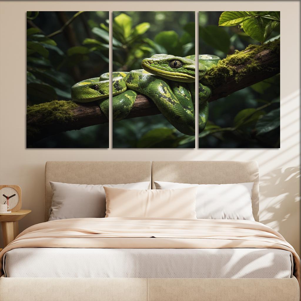The Striking Green Tree Python Nature's Gem Oil Paintings Frame