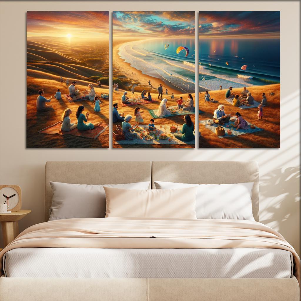 Bayside Retreat Scenic Picnic Spot Multi-panel Paintings