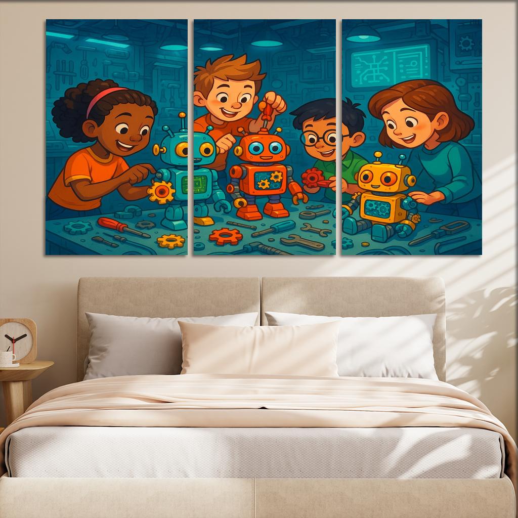 Robot Builders - Stem Creativity Panel Framed Paintings