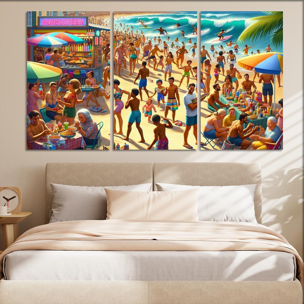 Sunshine Harbor Beach Modern Paintings Frame