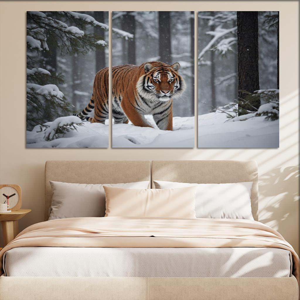 The Powerful Siberian Tiger The Forest's Ghost Canvas Paintings Frame