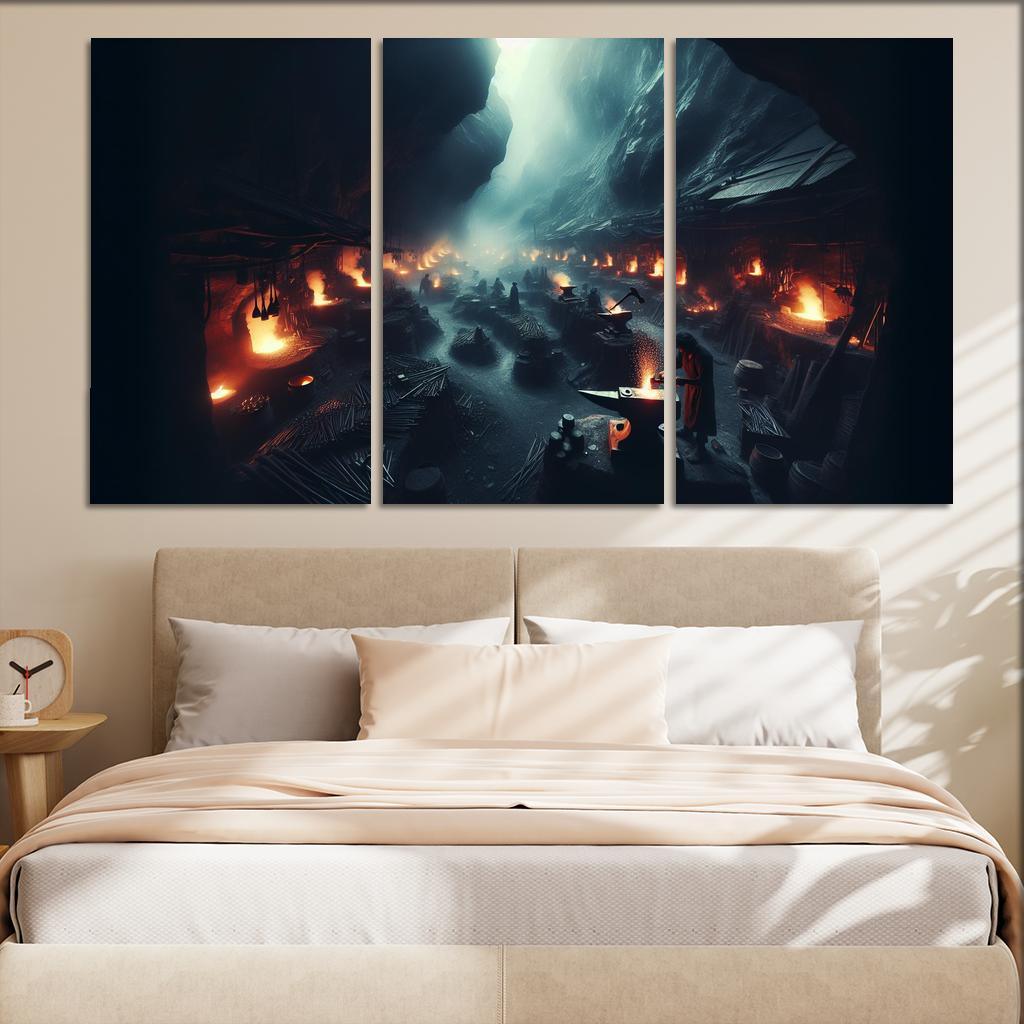 The Shadow Forge 3 Piece HD Canvas Wall Art-Original Frame