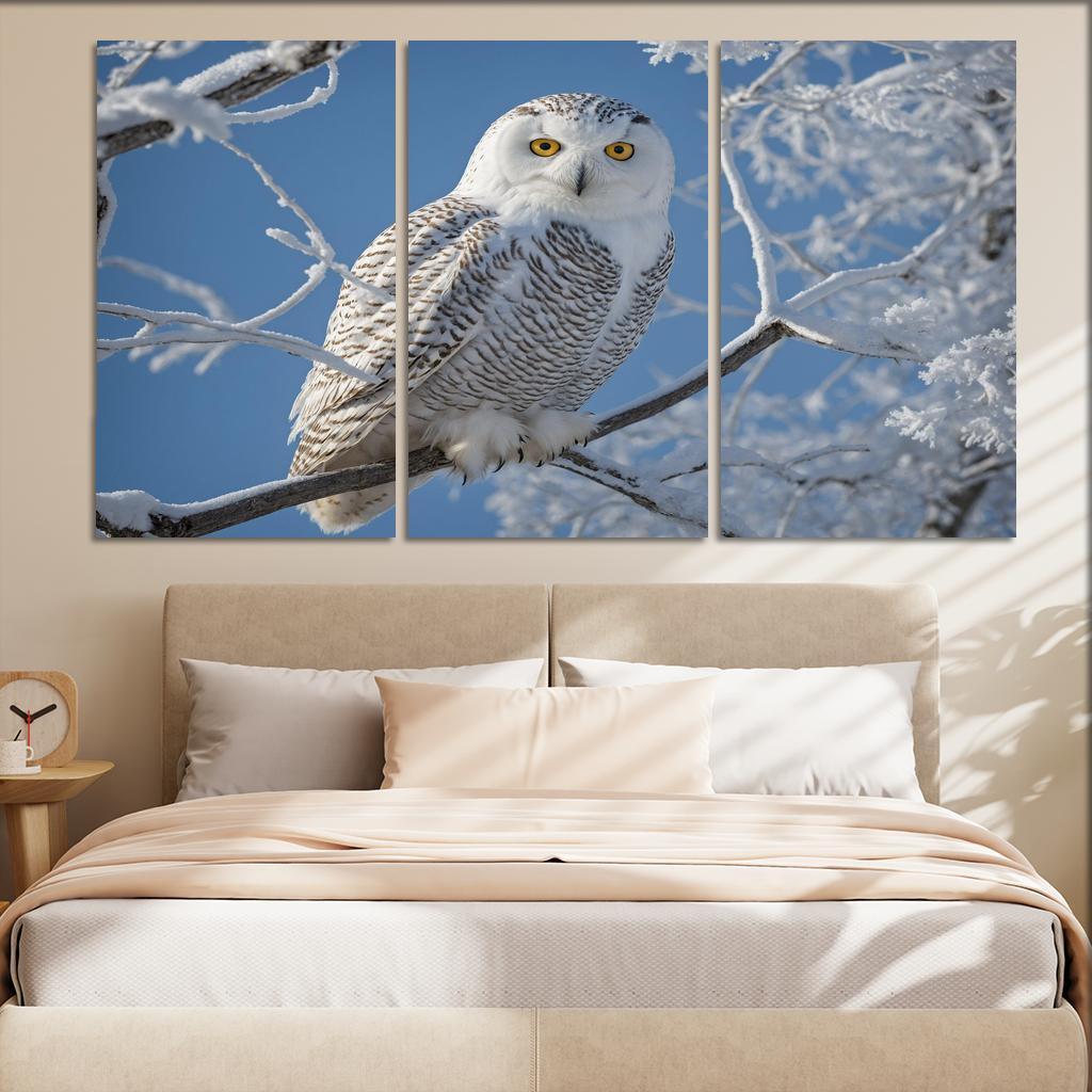 The Enchanting Snowy Owl In The Arctic Canvas Paintings Frame