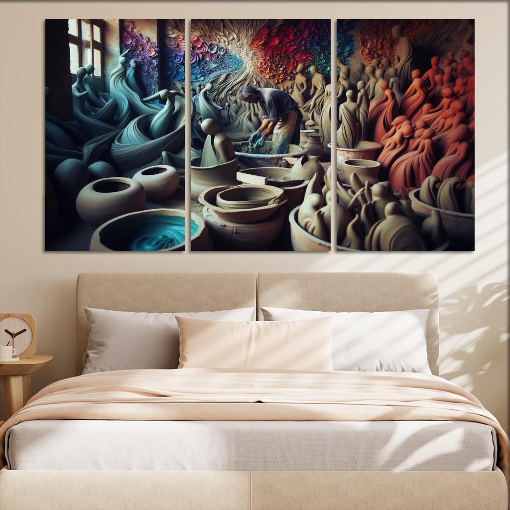 Sculpting Whispers of the Soul 3 Piece HD Canvas Wall Art-Original Frame