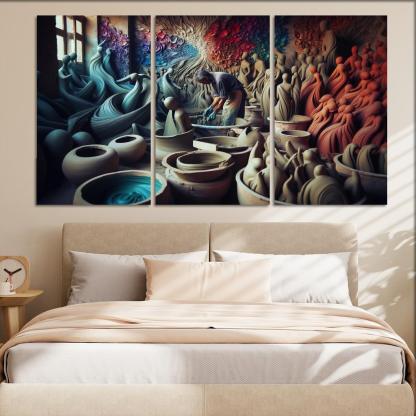 Sculpting Whispers of the Soul 3 Piece HD Canvas Wall Art-Original Frame