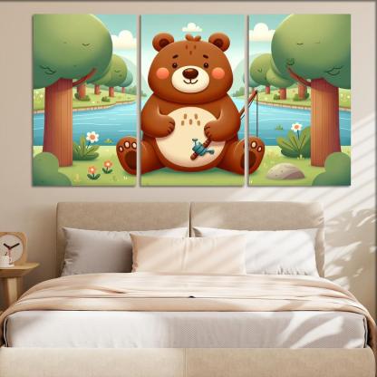 Bubbly Bear - Forest Adventures Framed Paintings
