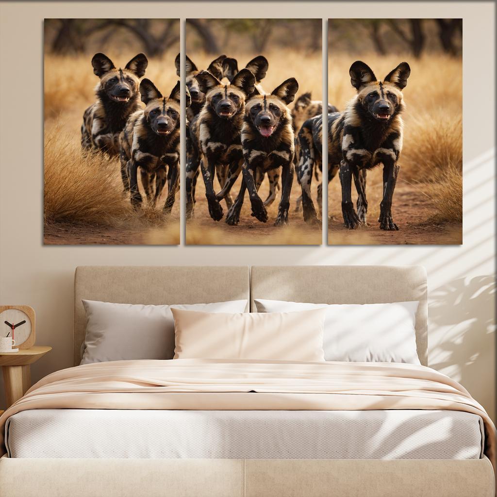 The Powerful African Wild Dog Social Hunters Of The Savannah Canvas Paintings Frame