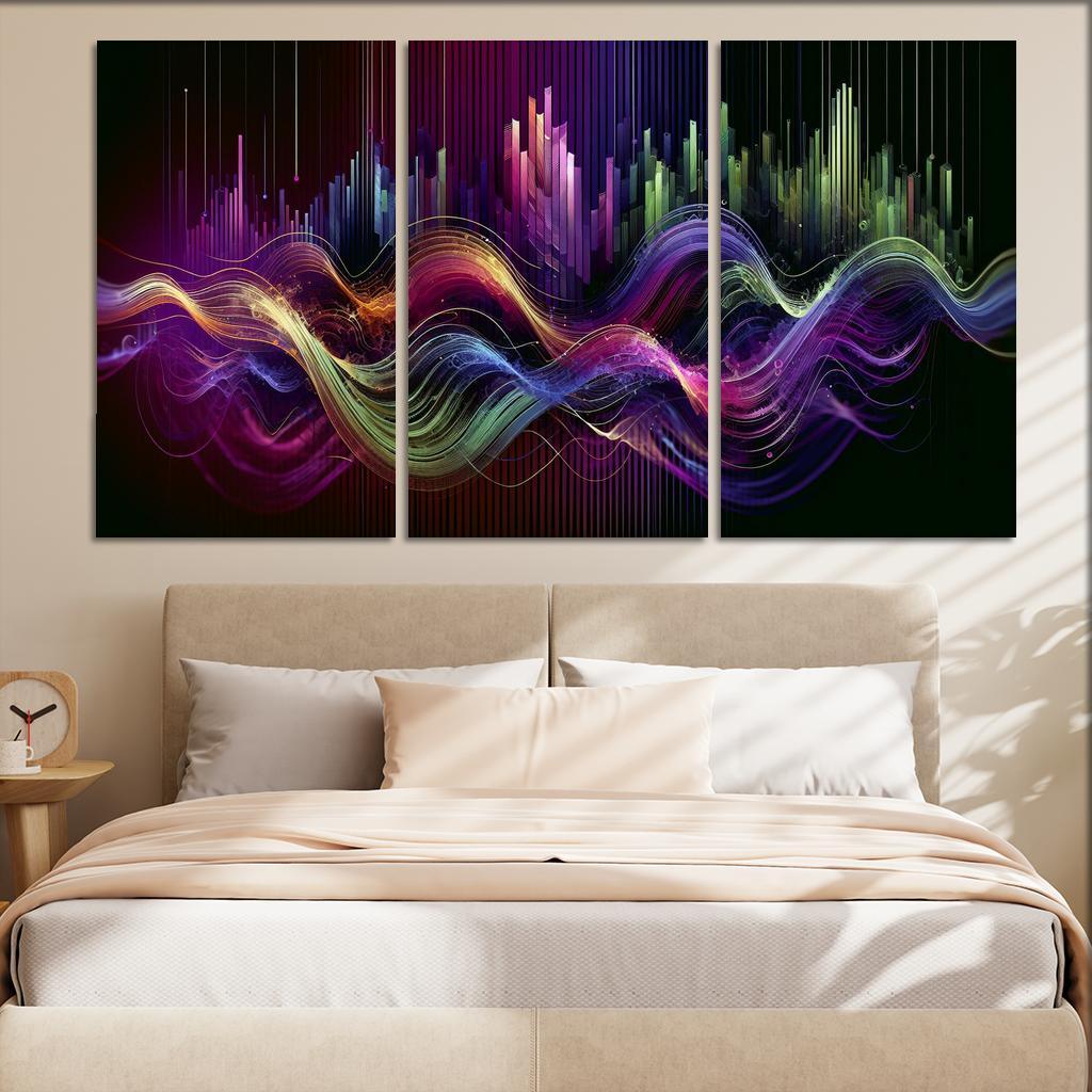Musical Echoes Harmony 3 Piece HD Canvas Wall Art-Original Frame