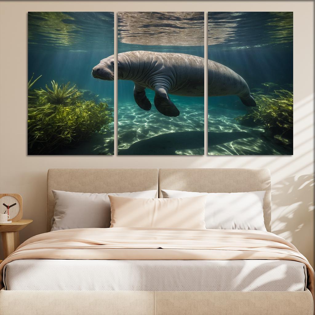 The Mysterious Manatee Gentle Giant Of The Waters Modern Paintings Frame