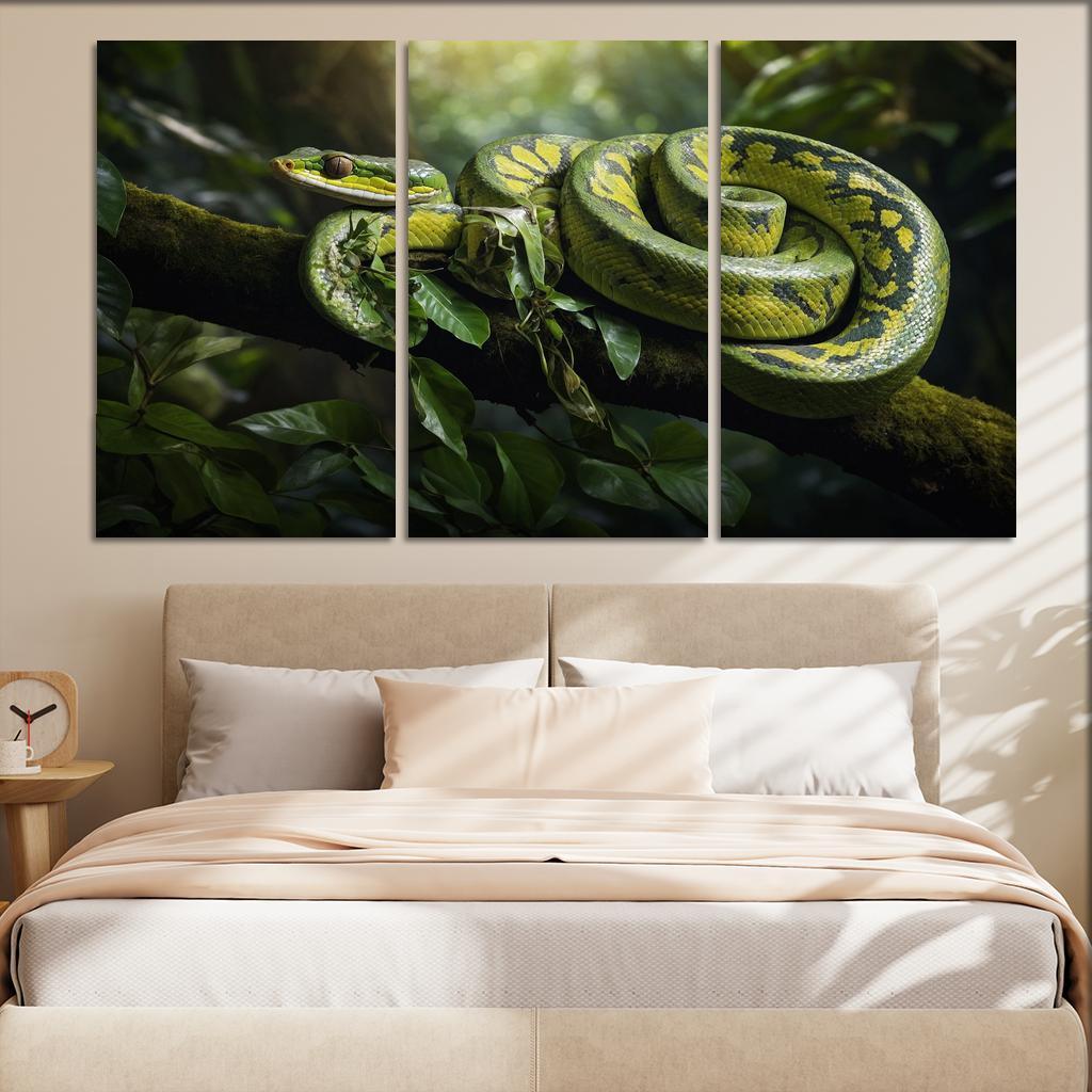 The Stunning Green Tree Python A Gem Of The Rainforest Canvas Paintings Frame
