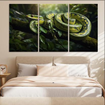 The Stunning Green Tree Python A Gem Of The Rainforest Canvas Paintings Frame