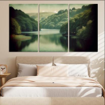The Serene Vista Of Calm Lake Custom Paintings Frame