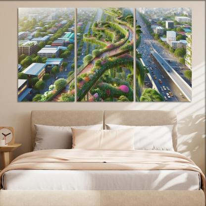 Elevated Green Walkways Custom Paintings Frame