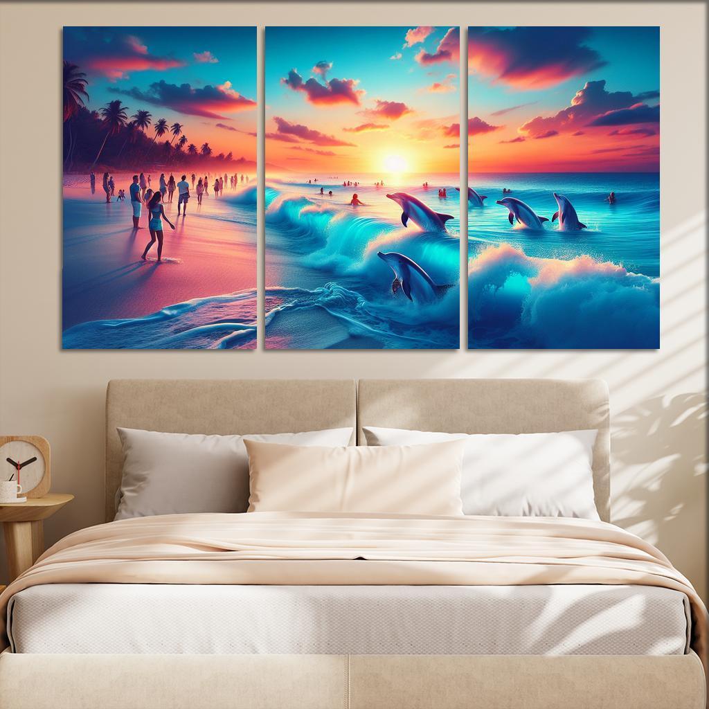 Cerulean Bliss Sunset And Wildlife Watching Premium Artwork Frames
