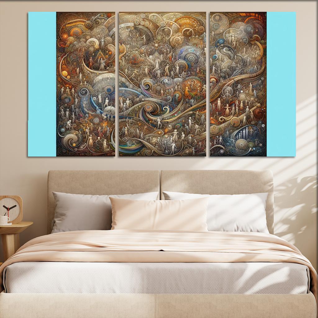 Interwoven Stories of Existence 3 Piece HD Canvas Wall Art-Original Frame