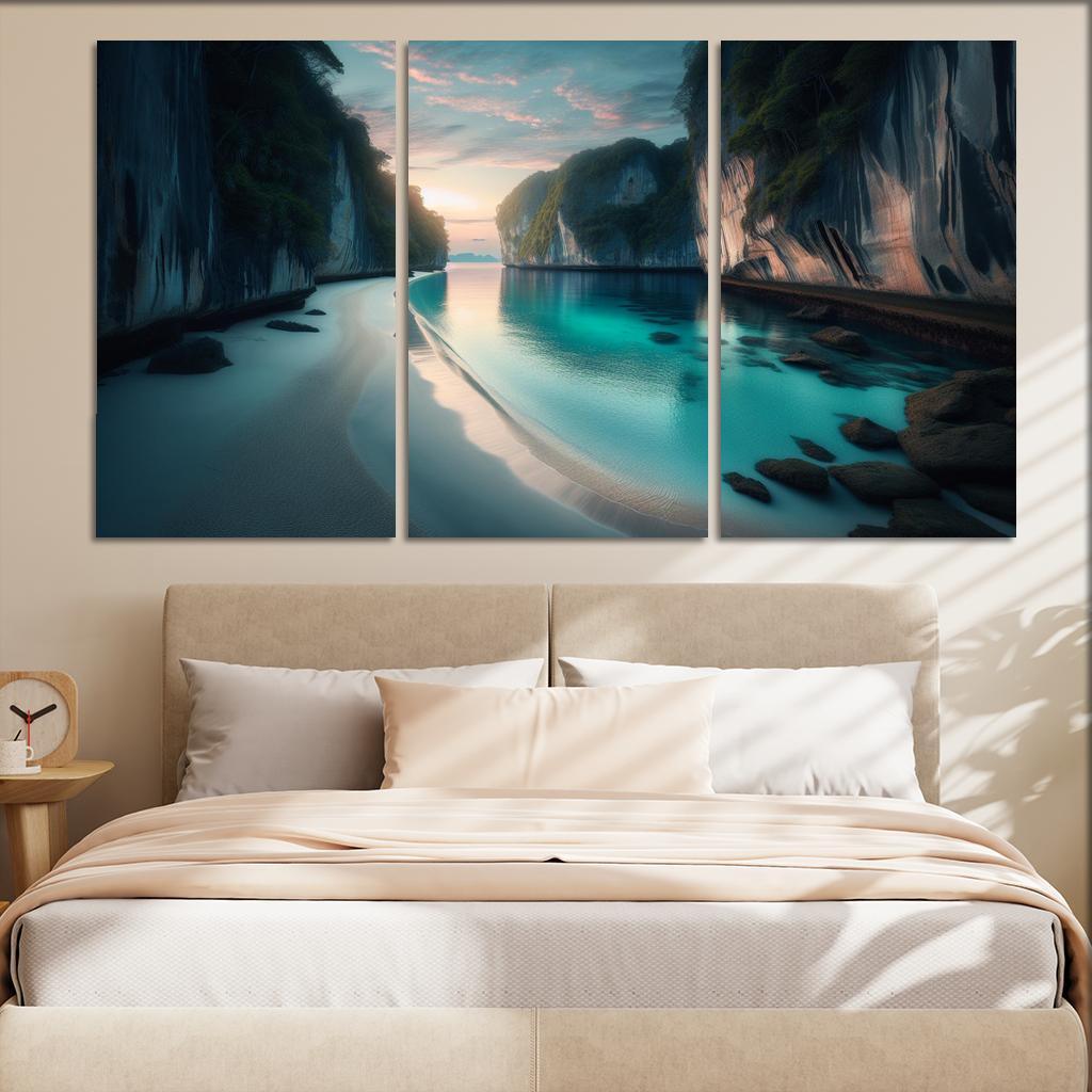 Silver Beach Escape Modern Paintings Frame