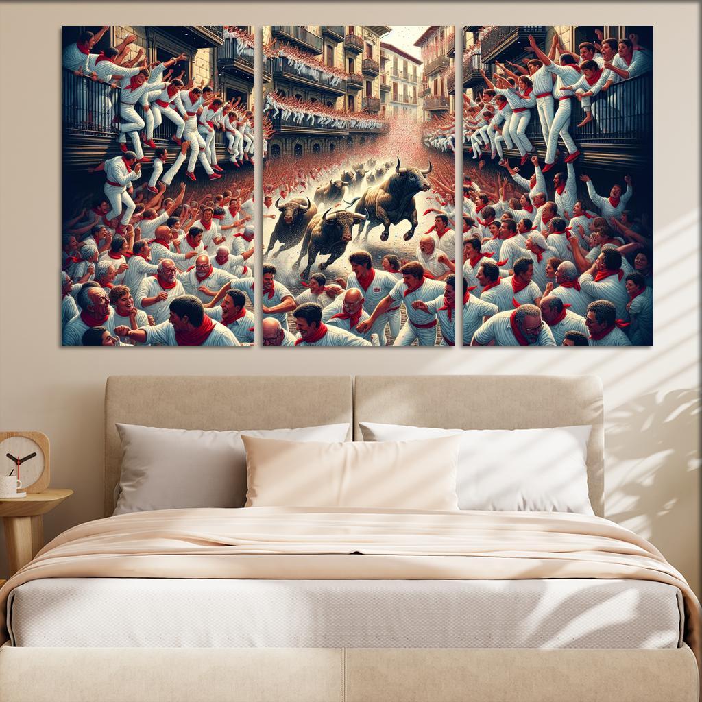 San Fermin Festival - Pamplona Spain Canvas Paintings Frame