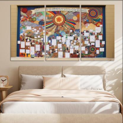 Intergenerational Wisdom Connecting the Young and the Old 3 Piece HD Canvas Wall Art-Original Frame