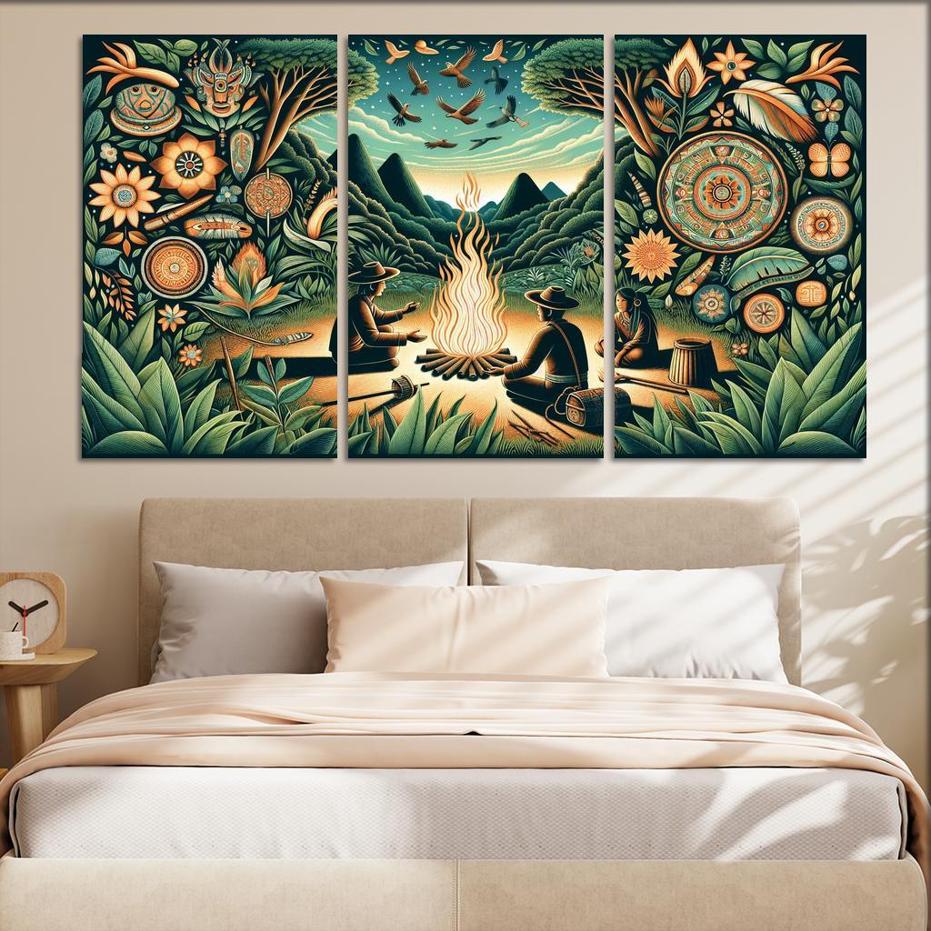 Echoes of the Past Preserving Indigenous Cultures 3 Piece HD Canvas Wall Art-Original Frame