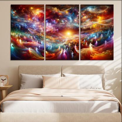 The Luminous Expanse 3 Piece HD Canvas Wall Art-Original Frame