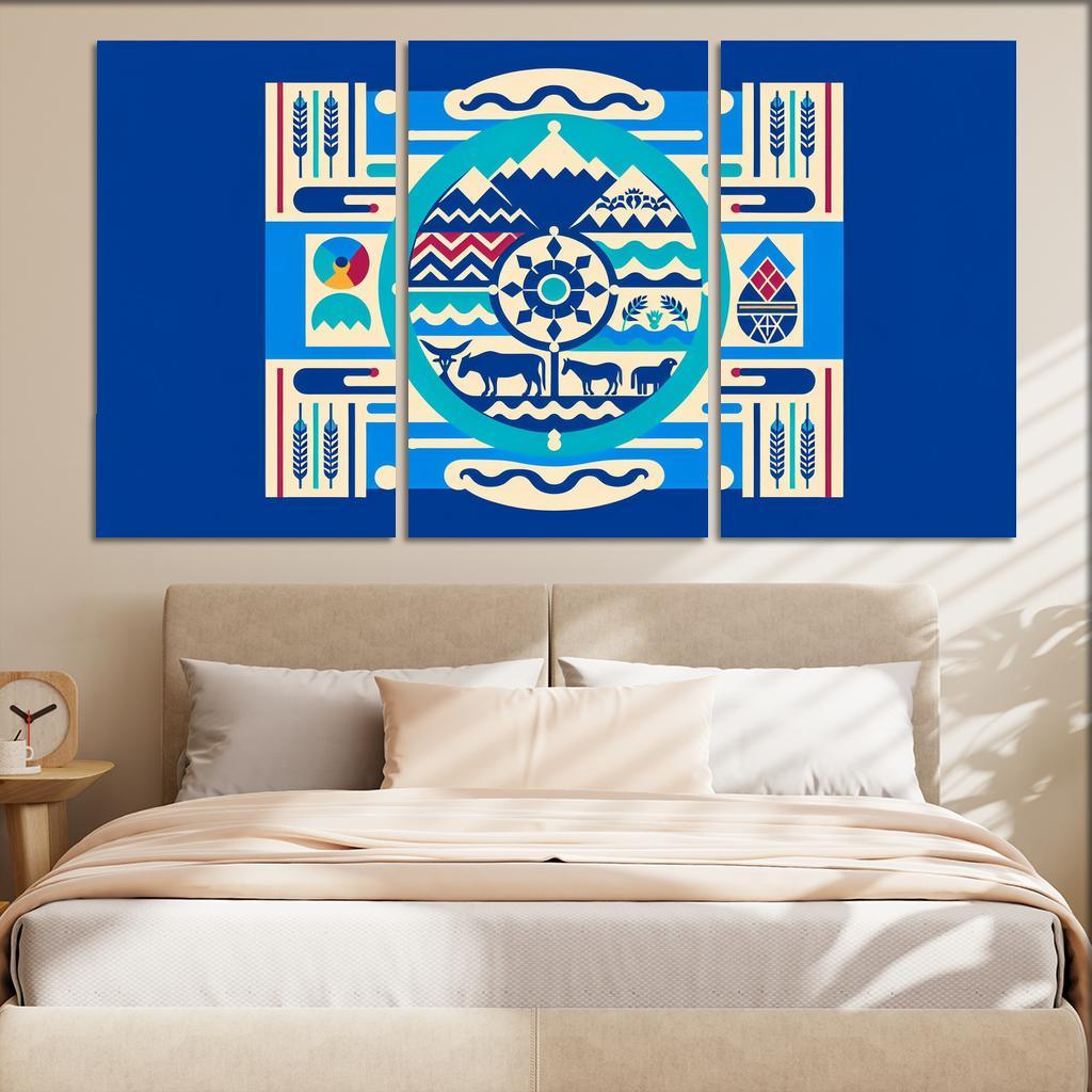 Cultural Resonance The Flag of the Navajo Nation 3 Piece HD Canvas Wall Art-Original Frame