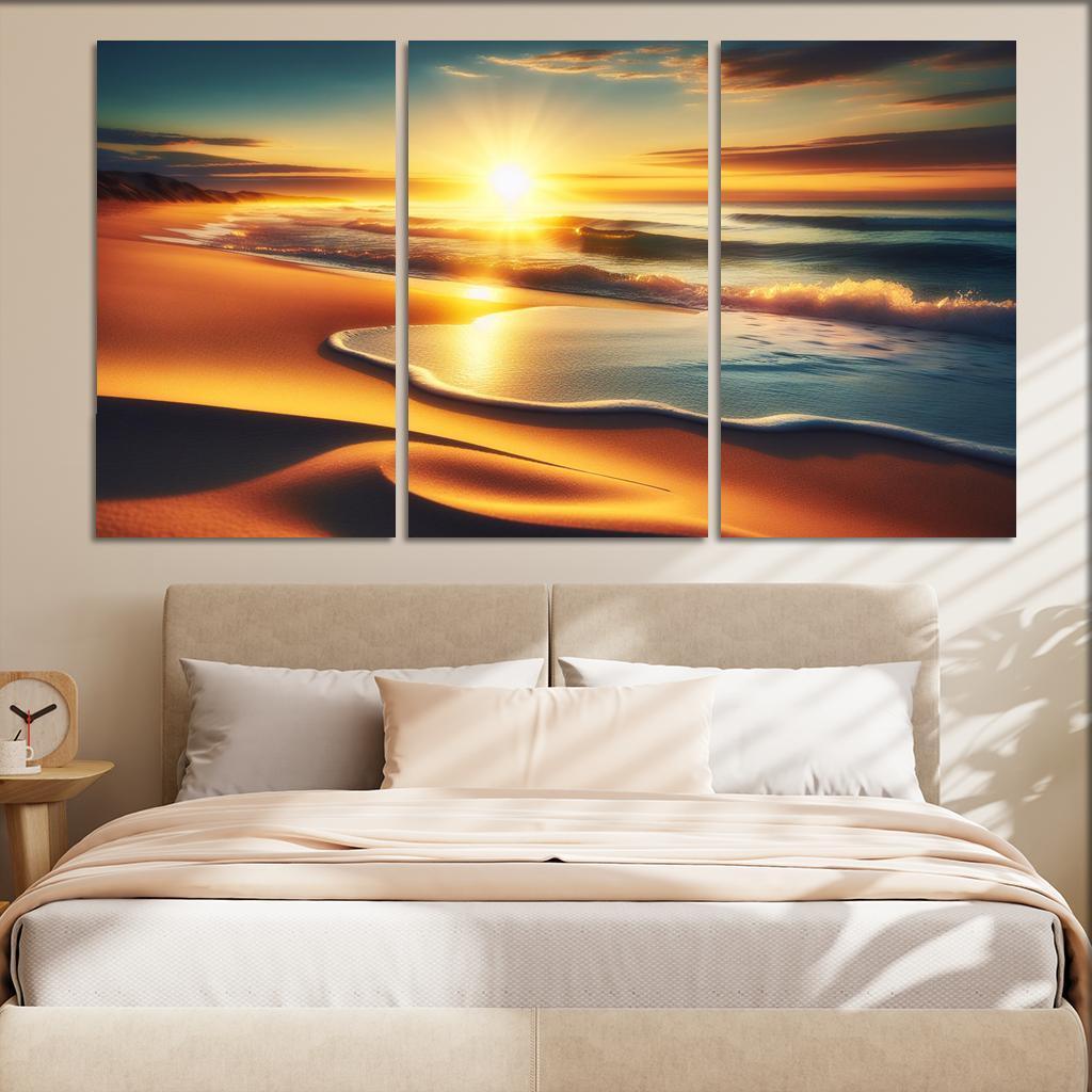 Golden Horizon Sunrise Spectacle Custom Paintings Frame