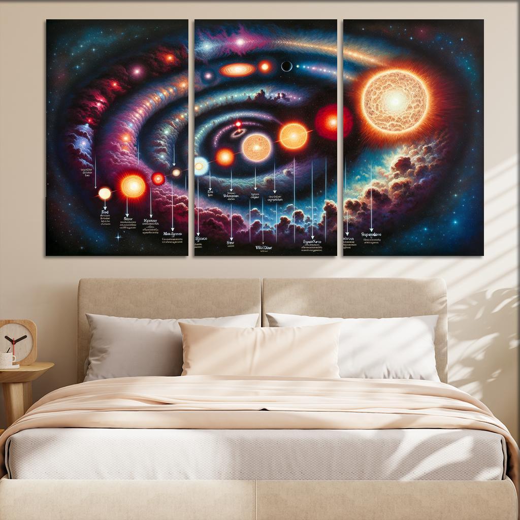 The Life Cycle Of Stars From Nebula To Supernova Abstract Paintings Frame