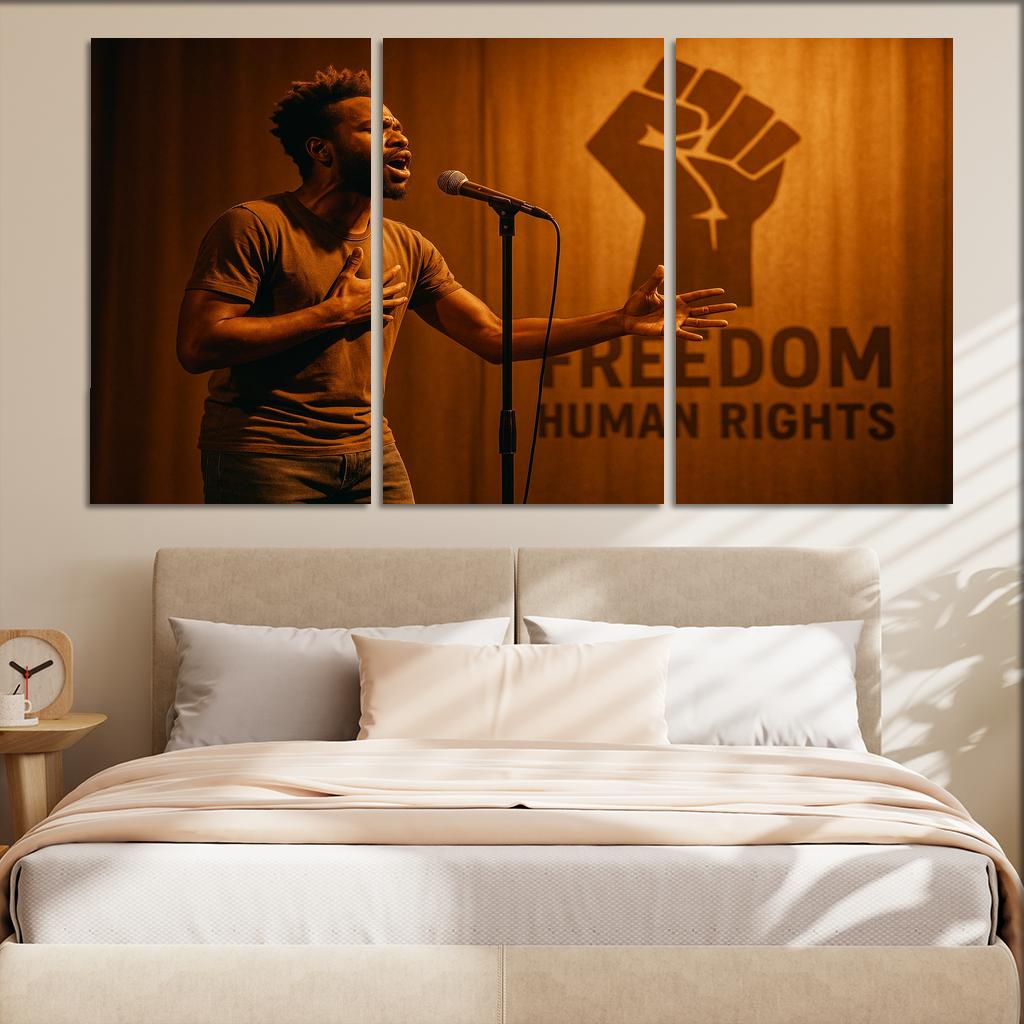 Voices Of Freedom Through Spoken Word Poetry Canvas Paintings Frame