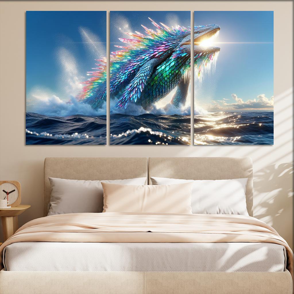 The Crystal Leviathan 3 Piece HD Canvas Wall Art-Original Frame
