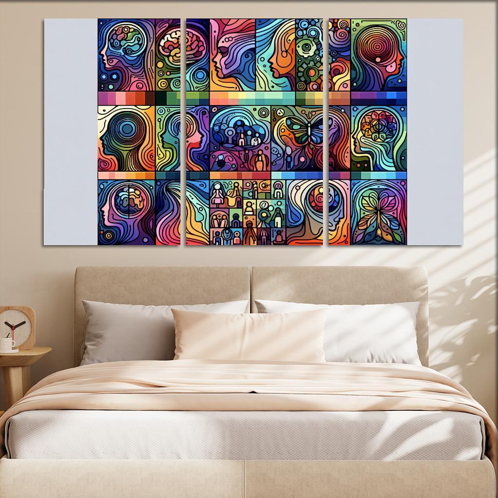 Awakening Awareness Mental Health Advocacy Through Art Multi-panel Paintings