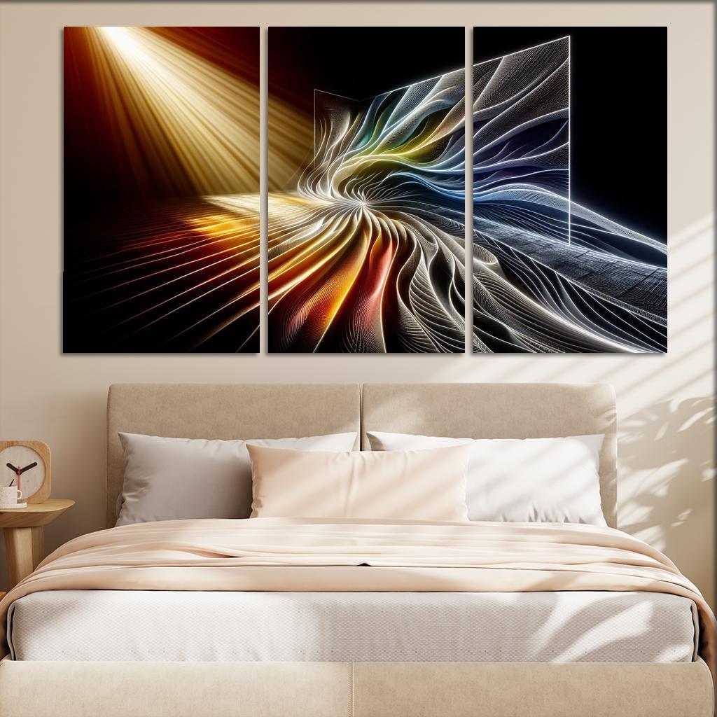 Choreography of Light and Shadow 3 Piece HD Canvas Wall Art-Original Frame