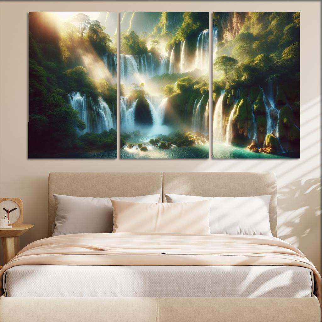 The Serene Cascades Of Crystal Falls Custom Paintings Frame