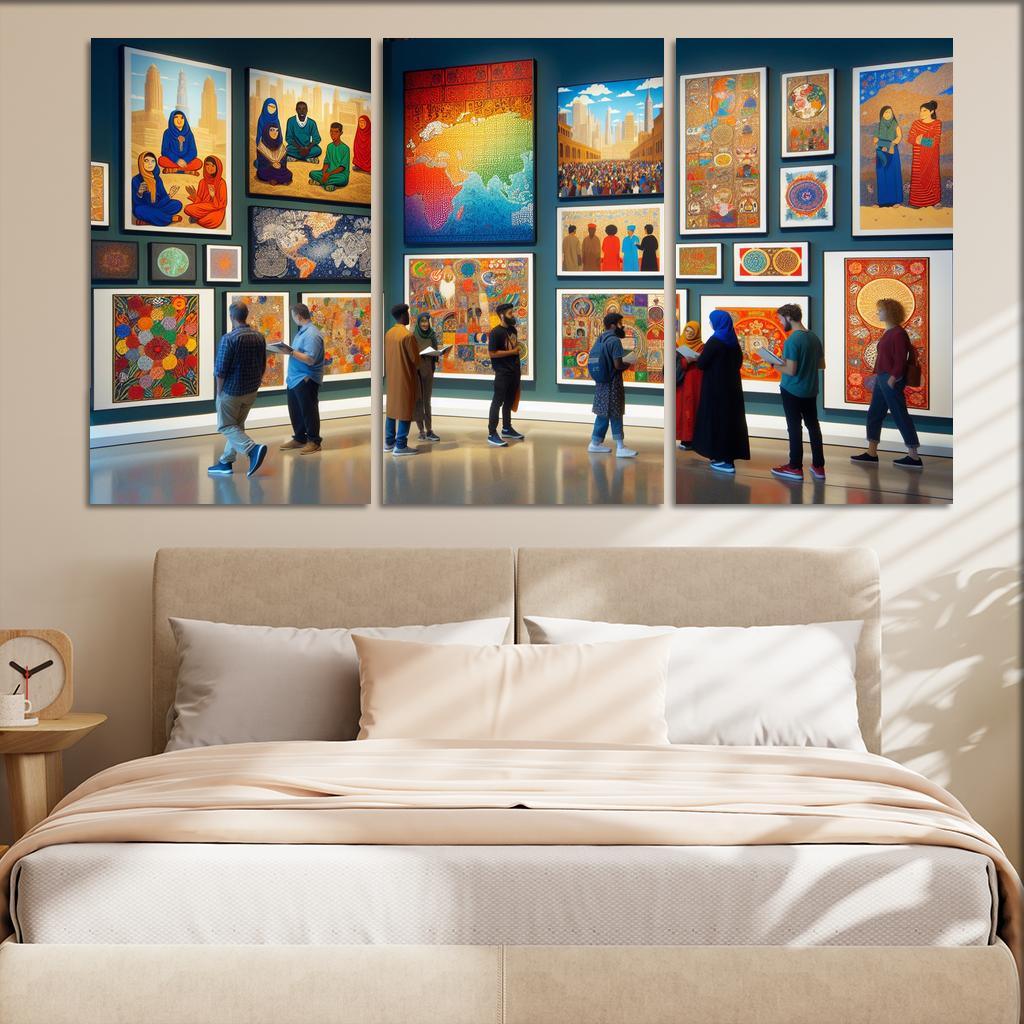 Bridging Cultures Artistic Exploration Of Global Heritage Multi-panel Paintings