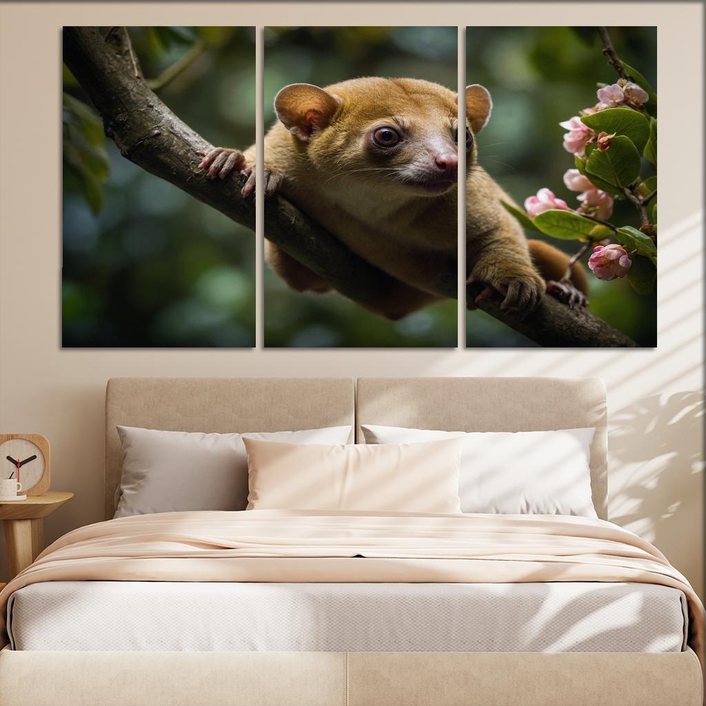 The Exotic Kinkajou In The Rainforest Canopy Framed Paintings