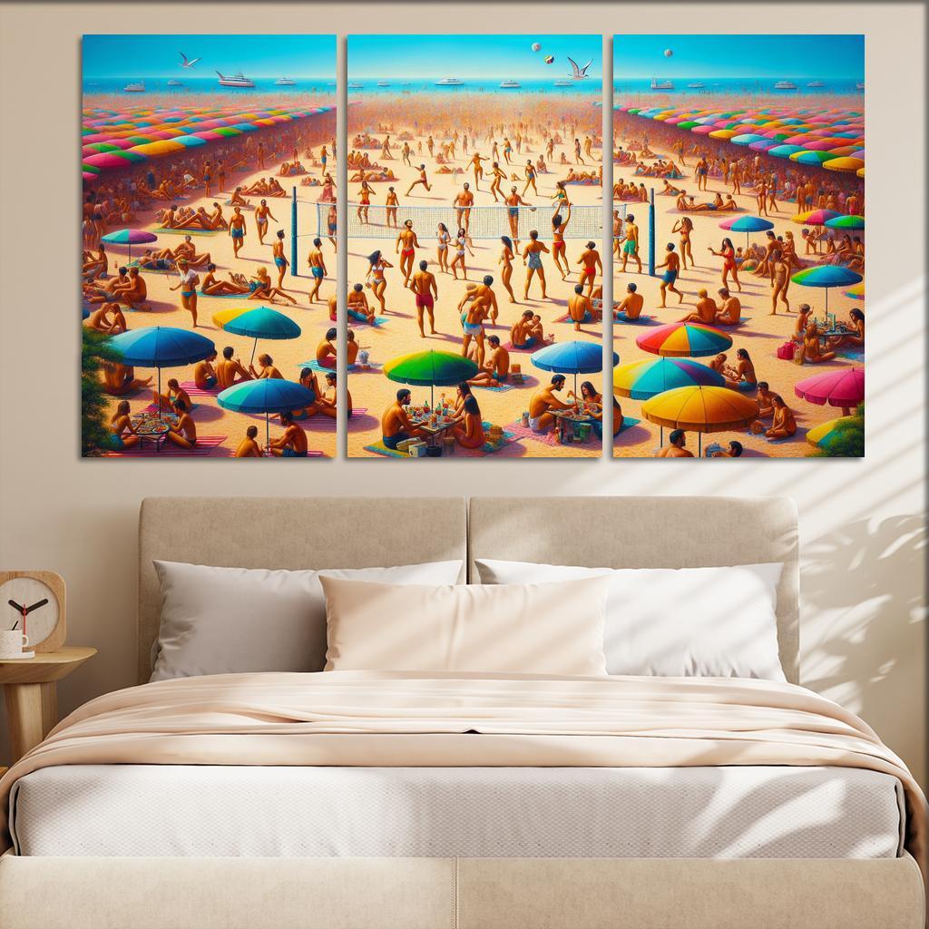 Sunny Retreat Vibrant Beach Life Abstract Paintings Frame