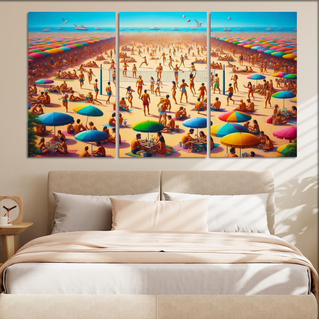 Sunny Retreat Vibrant Beach Life Abstract Paintings Frame